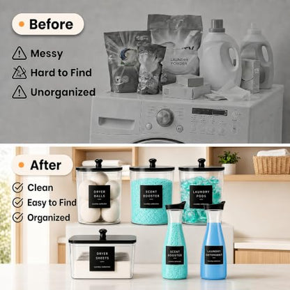 Black Circular Laundry Organization Set with 4 Containers & 2 Dispensers