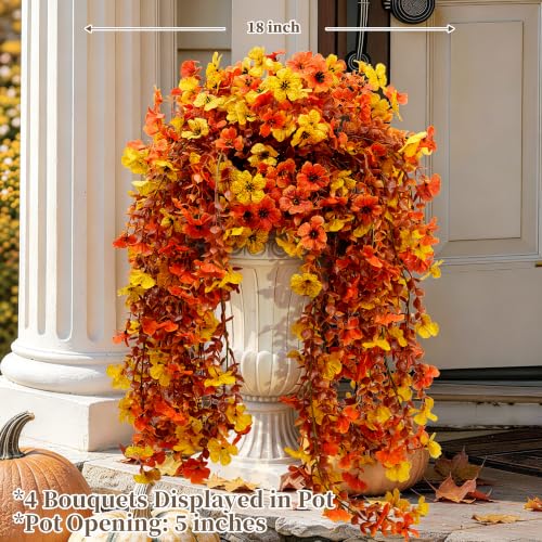 Artificial Fall Mum Flowers for Outdoor & Indoor Decor, UV Resistant, 2 Pack