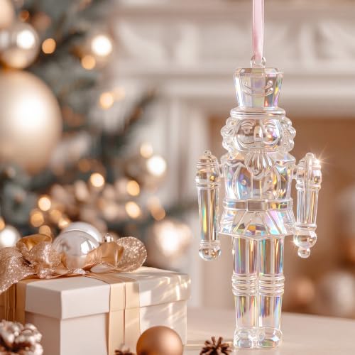 Iridescent Christmas Nutcracker Ornaments Set - 12 Soldier Decorations