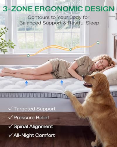 Full Size Dual Layer Memory Foam Mattress Topper - White, 4 Inch