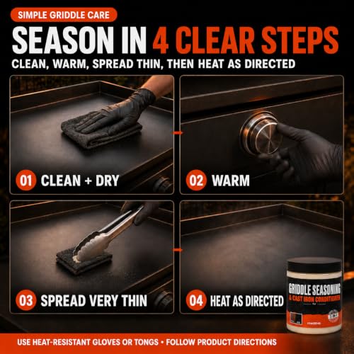 Raulde 6.5oz Cast Iron & Griddle Seasoning Restoration Kit - Flat Top & Skillet Care