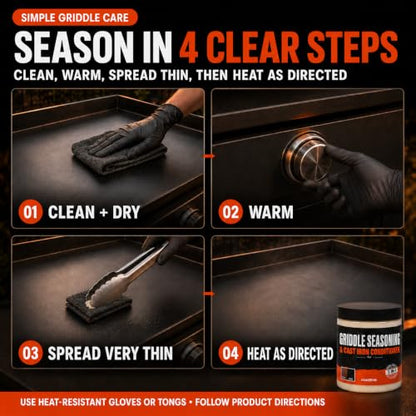 Raulde 6.5oz Cast Iron & Griddle Seasoning Restoration Kit - Flat Top & Skillet Care