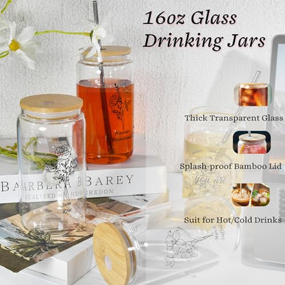 16oz Christian Glass Tumbler with Lid and Straw - Faith-Inspired Gift for Women