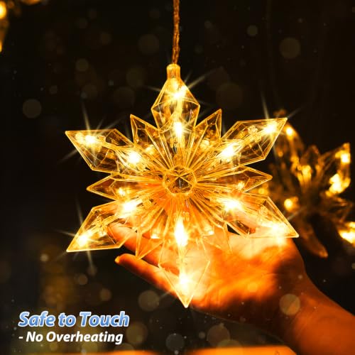 Christmas Snowflake Window Lights - 5 Snowflakes, 60 LEDs Waterproof Outdoor Indoor Decor