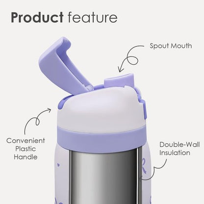 Bow Insulated Stainless Steel Water Bottle - 32oz with Straw for Sports & Travel | Purple Gift for Women & Teens