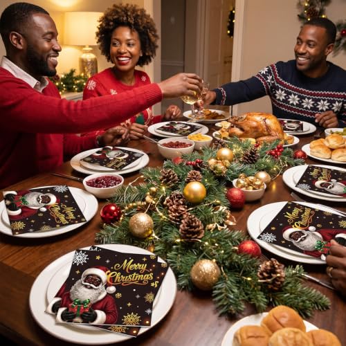 African American Christmas Napkins - 50 Pc Holiday Party Decorations