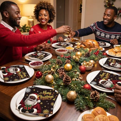 African American Christmas Napkins - 50 Pc Holiday Party Decorations