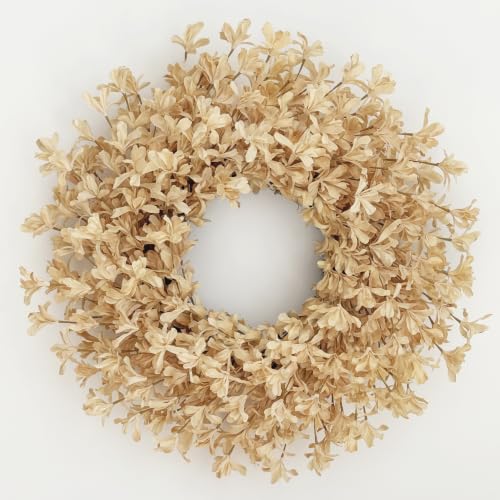 Beige Fall Wreath for Front Door - 24 Inch Autumn Forsythia Decor - GinzeTop