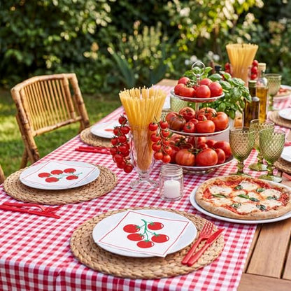 50 Pack Italian Tomato Theme Disposable Napkins - 2 Ply Party Paper