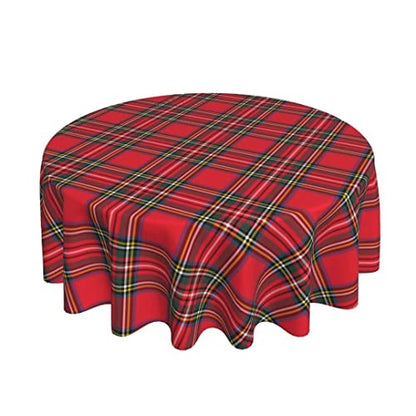 Christmas Checkered Round Tablecloth 60 Inch Red Green Buffalo Plaid Holiday Decor