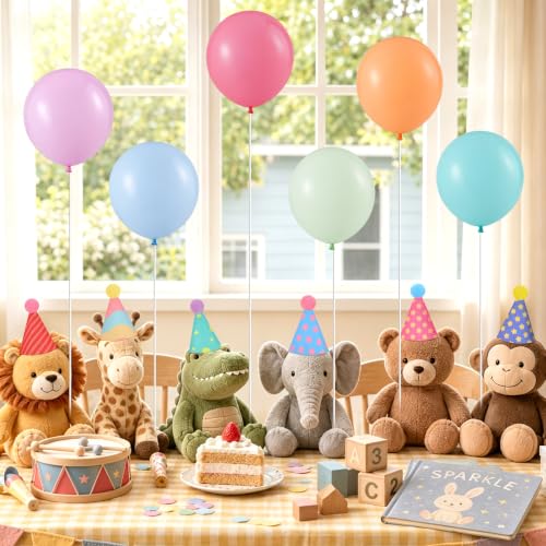 Mini Felt Party Hat Set with Pastel Balloons & Banner for Stuffed Animals