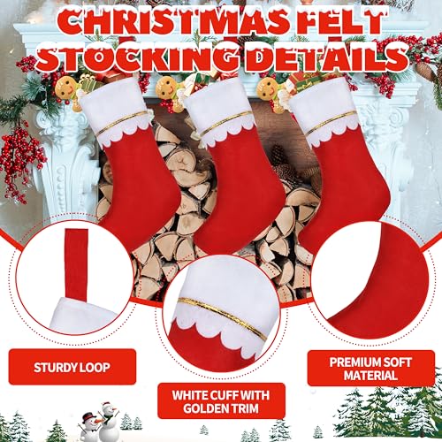 Christmas Stockings Bulk 20 Pack - Red with White Cuff & Gold Trim - Holiday Decorations