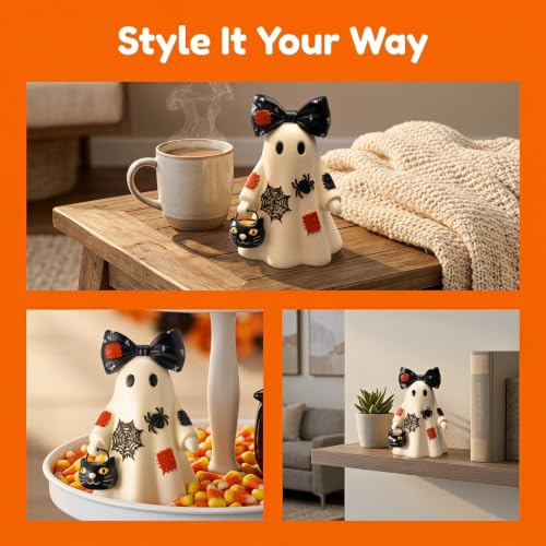 Halloween Ghost Resin Figurine - 5.3 Inch Cute Spooky Decor for Tabletop