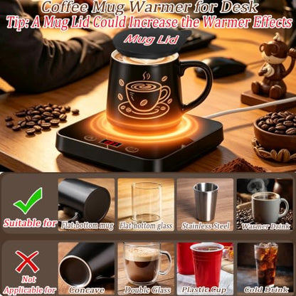 Coffee Mug Warmer for Desk 3 Temperatures & 1-12H Timer - 5.5x6.3 Inch