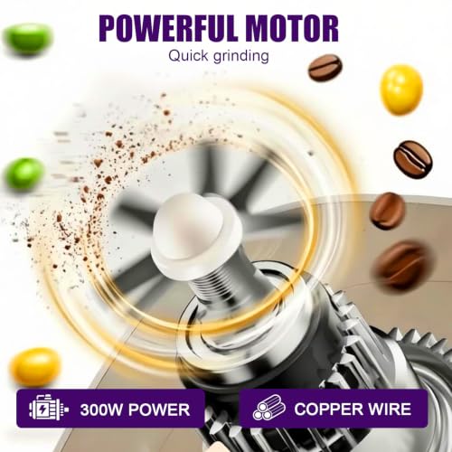 Electric Grain Mill Grinder 500G Stainless Steel Pulverizer for Wheat Corn Oats Coffee - Silver