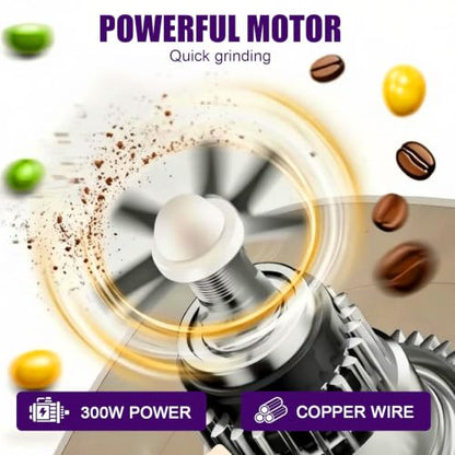 Electric Grain Mill Grinder 500G Stainless Steel Pulverizer for Wheat Corn Oats Coffee - Silver