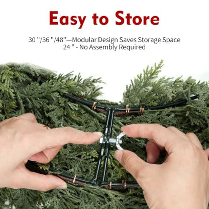 Cedar 24 Inch Real Touch Christmas Wreath for Front Door - Senjie