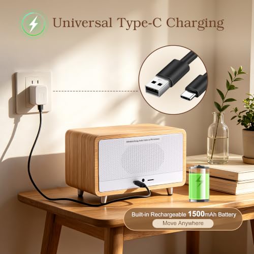 Portable Retro Bluetooth Radio Alarm Clock with FM Radio & LED Display