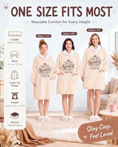 Newwiee Wearable Blanket Hoodie for Women - Beige Gift from Husband