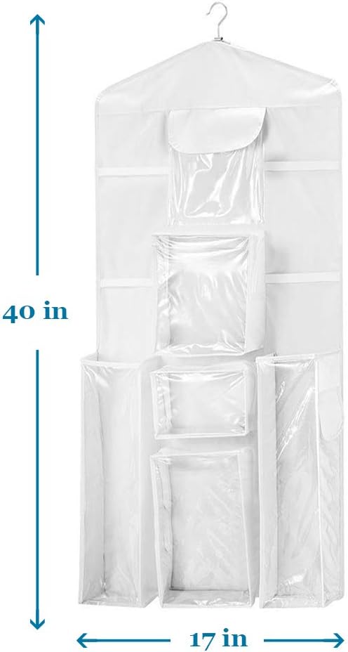 ProPik Wrapping Paper Storage Organizer - Double-Sided Design with Multiple Pockets | 40” x 17” (White)