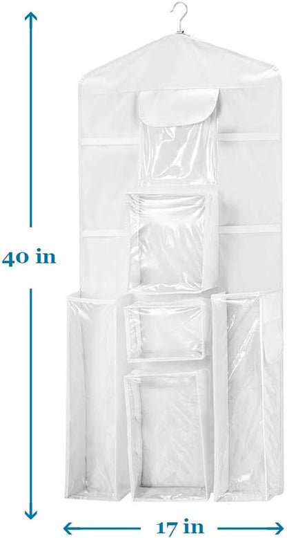 ProPik Wrapping Paper Storage Organizer - Double-Sided Design with Multiple Pockets | 40” x 17” (White)