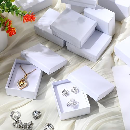150 Pcs White Cardboard Jewelry Gift Boxes with Lids - Small Christmas Box - Equsion