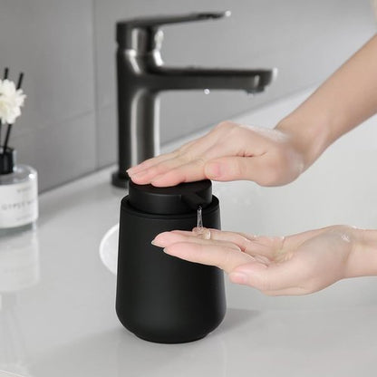 Matte Black Liquid Hand Soap Dispenser - 11 oz Refillable Plastic for Modern Bathroom & Kitchen