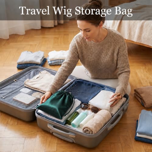 Dark Green Satin Toy Storage Bags 6 Pcs Drawstring Pouch Set in 3 Sizes