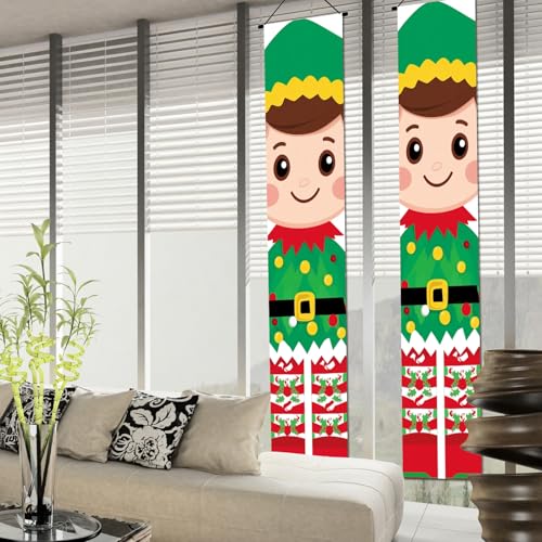 IVN Christmas Elf Porch Banner Set of 2 - ElfDesign 12x71 Inches