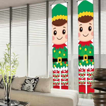 IVN Christmas Elf Porch Banner Set of 2 - ElfDesign 12x71 Inches