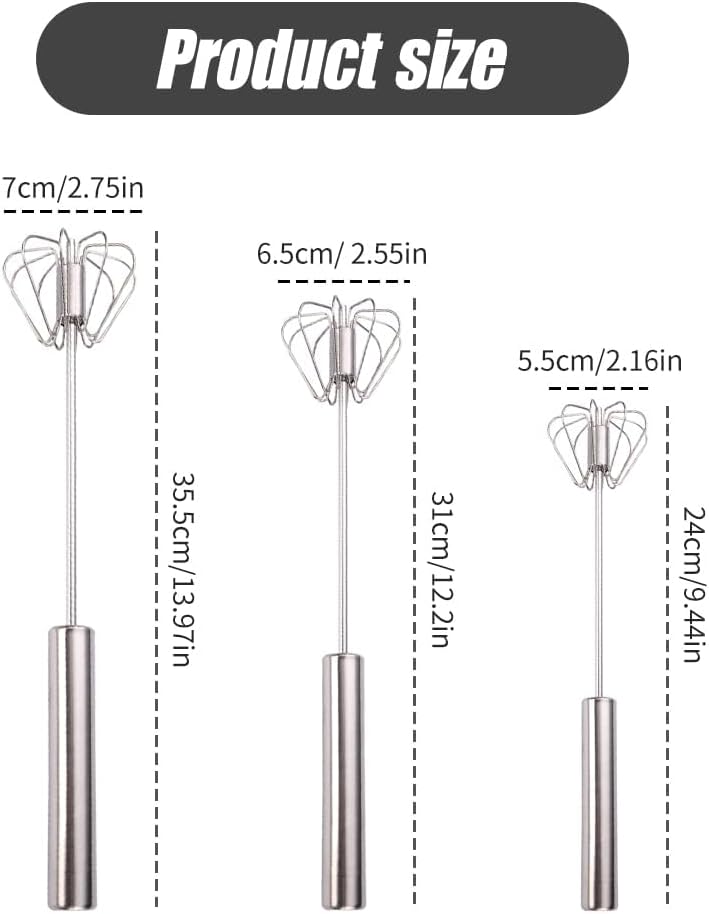 Skiennix Stainless Steel Egg Whisk - 2025 Upgrade Hand Push Blender & Milk Frother | 10-Inch Silver