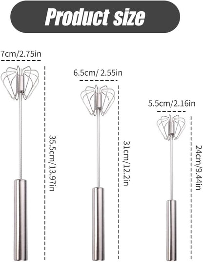 Skiennix Stainless Steel Egg Whisk - 2025 Upgrade Hand Push Blender & Milk Frother | 10-Inch Silver