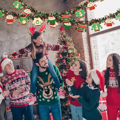 Christmas Tinsel Garland Pack - 39.4ft Festive Holiday Decor for Ugly Sweater Party