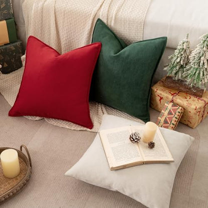 MIULEE Red Christmas Pillow Covers 22x22 Inch Pack of 2 Chenille Shams