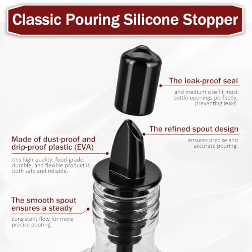 12 Pcs Plastic Bottle Pourers with Dust Caps for Liquor, Syrup, Oil, Vinegar