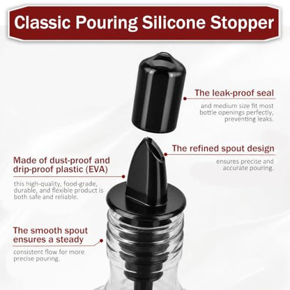 12 Pcs Plastic Bottle Pourers with Dust Caps for Liquor, Syrup, Oil, Vinegar