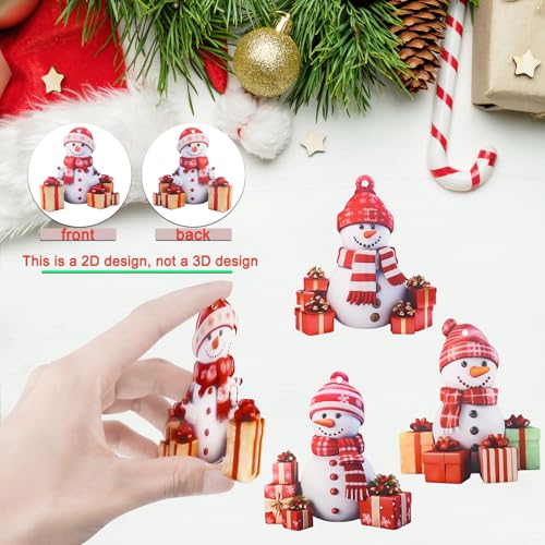 Acrylic Snowman Holiday Ornaments - 4 Pack for Christmas Wreaths & Decorations
