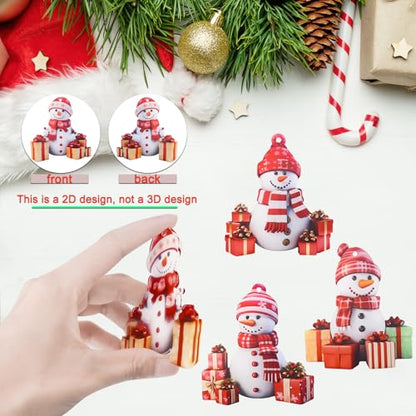 Acrylic Snowman Holiday Ornaments - 4 Pack for Christmas Wreaths & Decorations