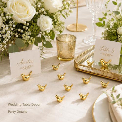 Gold Mini Resin Bird Figurines Set - 120 Pcs with Adhesive Dots for Crafts & Decor
