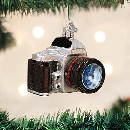 Christmas Glass Ornament - Old World Handcrafted Camera Holiday Decor - Variation of THIS listing