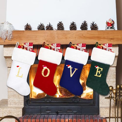 20 Inch Green Velvet Christmas Stocking with White Plush Cuff - Pets Paw Variation