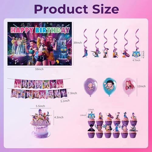 Demon Movie-themed Birthday Decorations Party Supplies Set with Banner Balloons & Cake Toppers