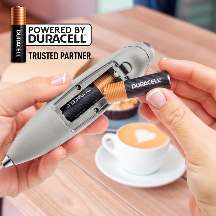 Zulay Kitchen Milk Frother Wand - Ultra Fast Handheld Drink Mixer with 4 AA Duracell Batteries - Light Gray