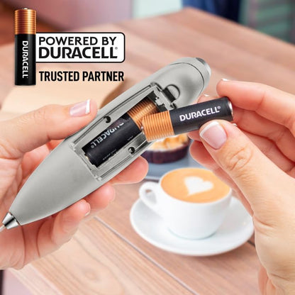 Zulay Kitchen Milk Frother Wand - Ultra Fast Handheld Drink Mixer with 4 AA Duracell Batteries - Light Gray