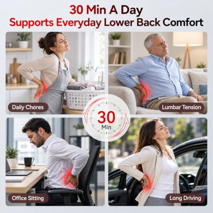 Lumbar Support Pillow with Heat and Red Light Therapy for Back Pain Relief