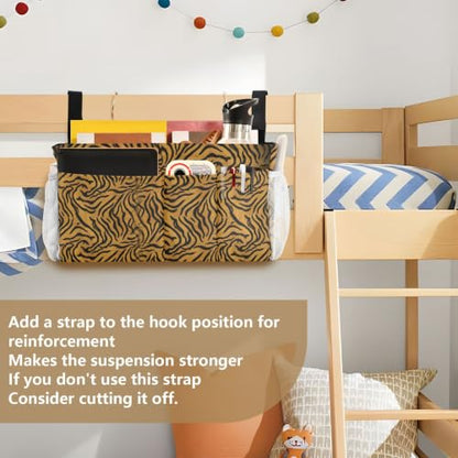 Animals Print Bedside Caddy with 6 Pockets, Hooks & Straps for Bed, Sofa, RV