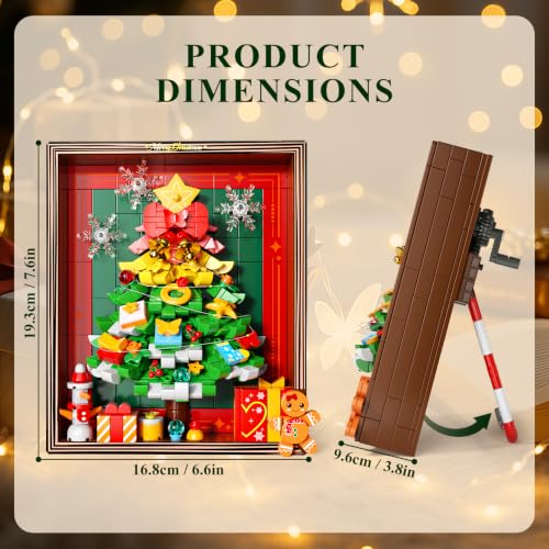 Christmas Tree Building Set with Rotating Snowflakes and LED Lights - Festive Holiday Decor Kit