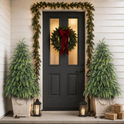 Set of 2 Artificial 4FT Norfolk Pine Trees for Holiday Decor Outdoor Indoor