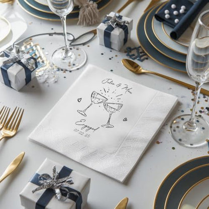 Personalized Wedding Cocktail Napkins - Style 4, Floral Design, 16 Pack