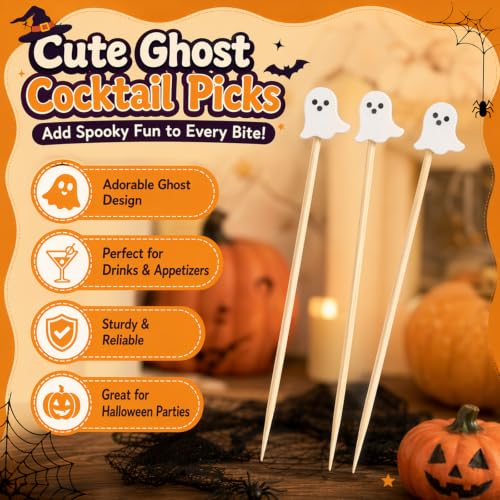 Halloween Ghost Cocktail Picks Set of 100 Food & Drink Decorations